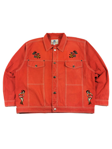 Veste vintage en jean rouge Collab Helena F taille L
